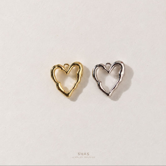 AC06B Hollow Heart Charm ( 1 pc ) High Quality Alloy