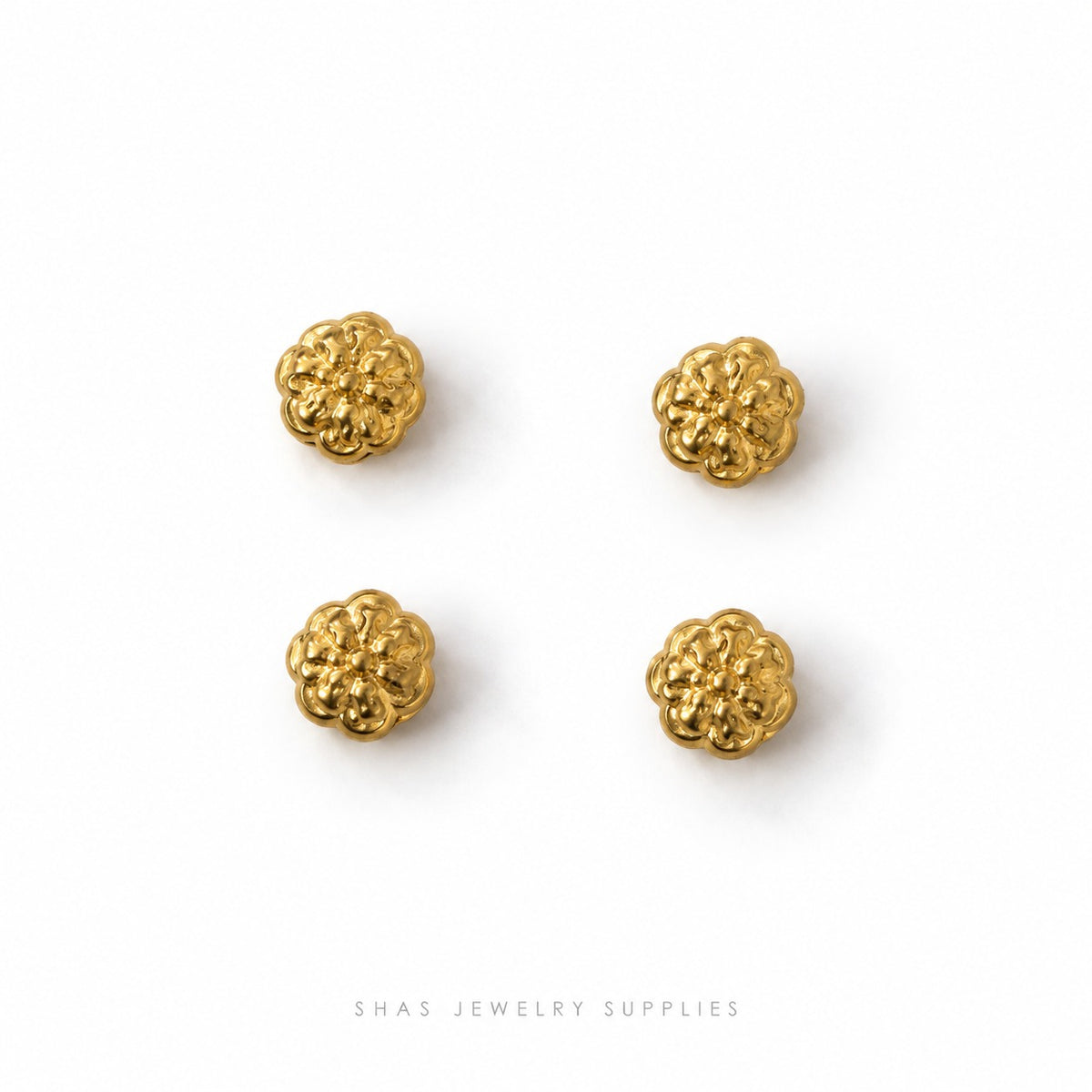 SSB39 Double layered flower Spacer Bead ( 1 pc ) PVD Plated