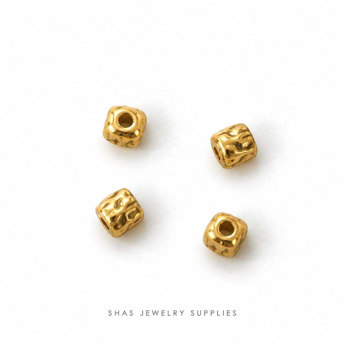 SSB31 Short Wood Log Spacer Bead Gold ( 1 pc ) PVD Plated