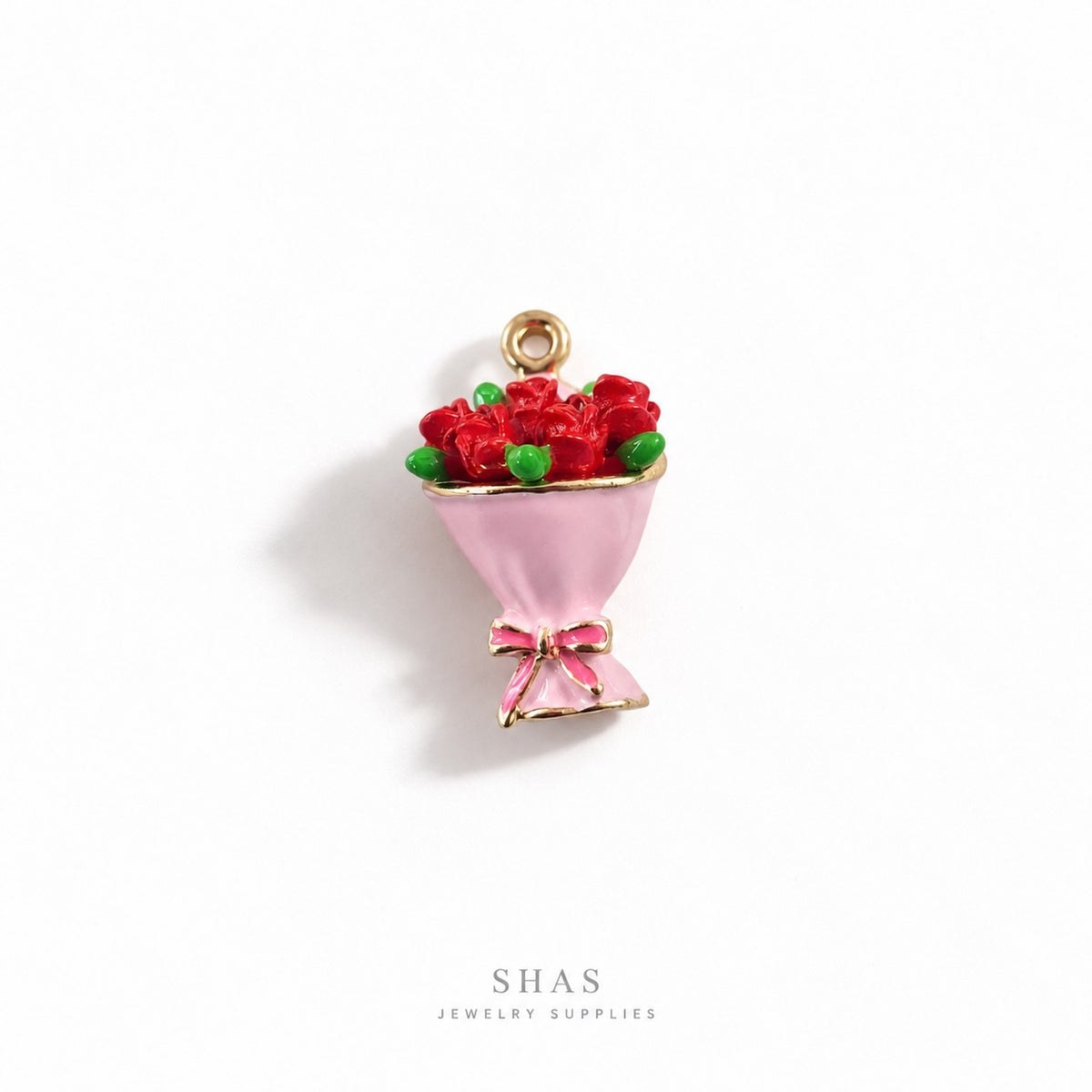PC07R Rose Bouquet 3D Charm ( 1 pc ) Premium Collectible