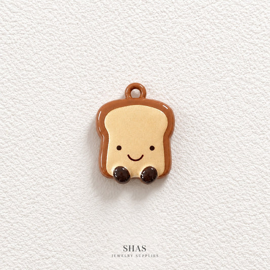 APC04P Kawaii Toast 3D Charm ( 1 PC ) Premium Alloy Printed