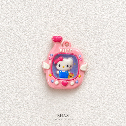 APC04R Pink Hello Kitty Tamagotchi 3D Charm ( 1 PC ) Premium Alloy Printed