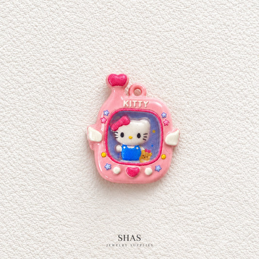 APC04R Pink Hello Kitty Tamagotchi 3D Charm ( 1 PC ) Premium Alloy Printed