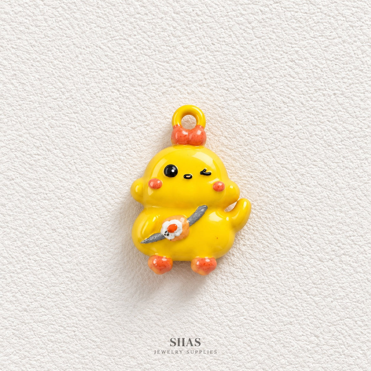 APC04T Yellow Chubby Chick 3D Charm ( 1 PC ) Premium Alloy Printed