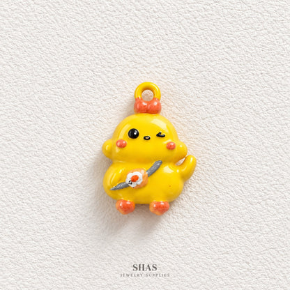 APC04T Yellow Chubby Chick 3D Charm ( 1 PC ) Premium Alloy Printed