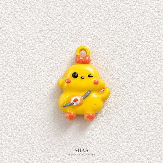 APC04T Yellow Chubby Chick 3D Charm ( 1 PC ) Premium Alloy Printed