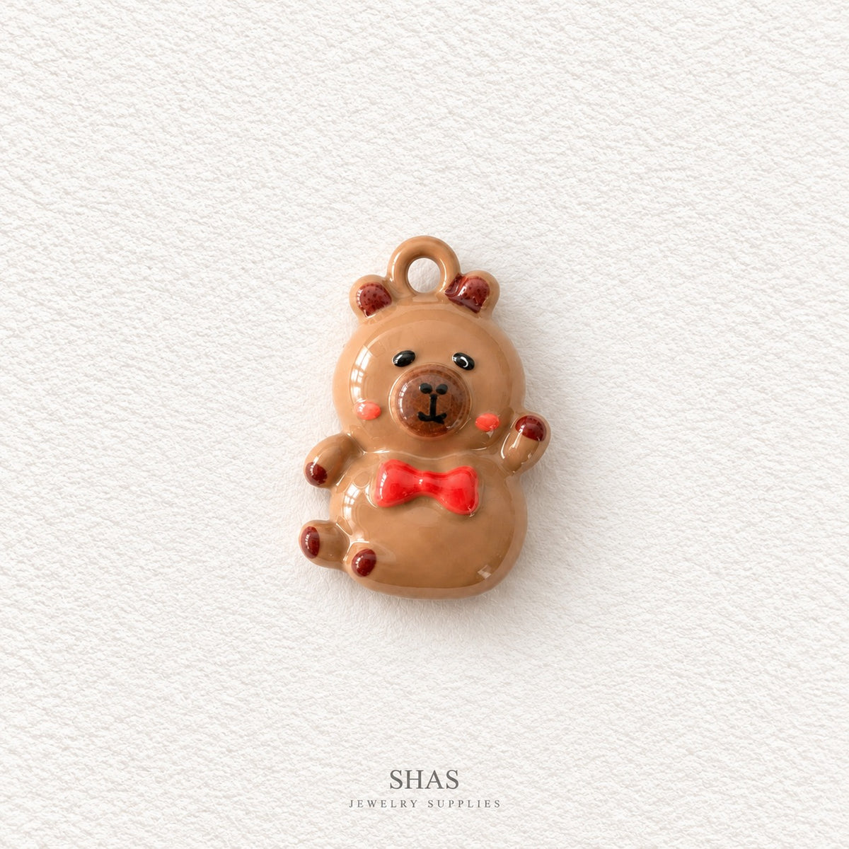 APC04Z Brown Teddy Bear 3D Charm ( 1 PC ) Premium Alloy Printed