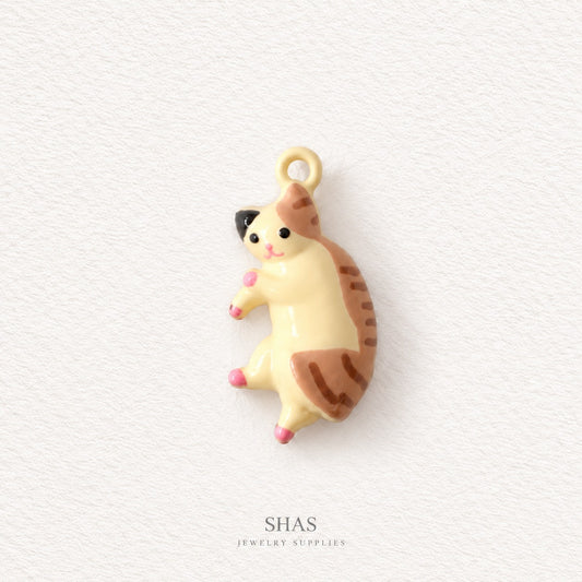 APC05D Cute Lazy Cat 3D Charm ( 1 PC ) Premium Alloy Printed