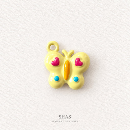 APC05F Cream Butterfly 3D Charm ( 1 PC ) Premium Alloy Printed