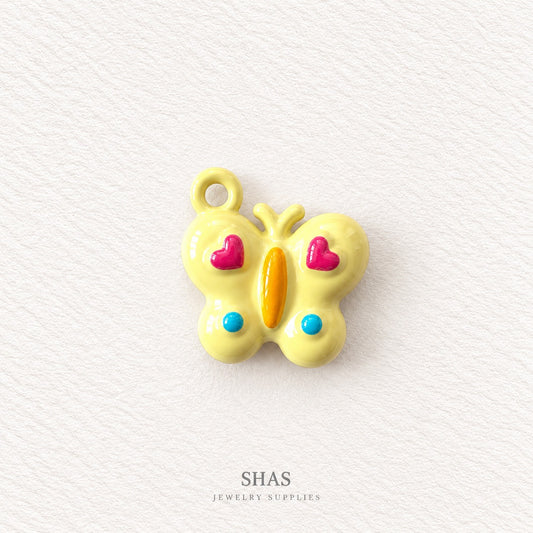 APC05F Cream Butterfly 3D Charm ( 1 PC ) Premium Alloy Printed
