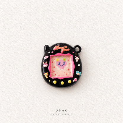 APC05G Black Tamagotchi 3D Charm ( 1 PC ) Premium Alloy Printed