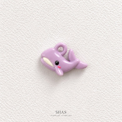 APC05M Lavender Whale 3D Charm ( 1 PC ) Premium Alloy Printed
