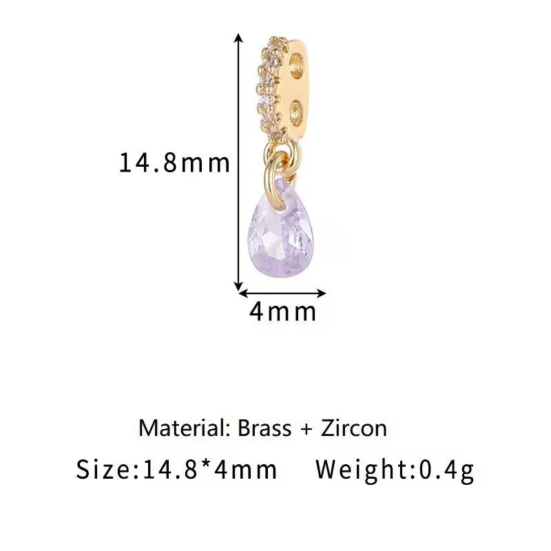 GPC16D Teardrop Zircon charm ( 1 pc ) 14k gold plated