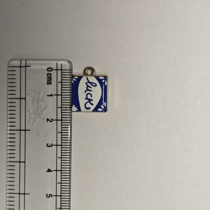 APC01E Square Luck Alloy Printed Charm ( 1 PC )