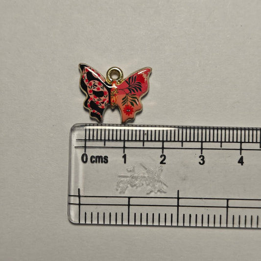 APC01L Floral Butterfly Alloy Printed Charm ( 1 PC )