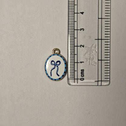 APC01N Blue Bow Alloy Printed Charm ( 1 PC )