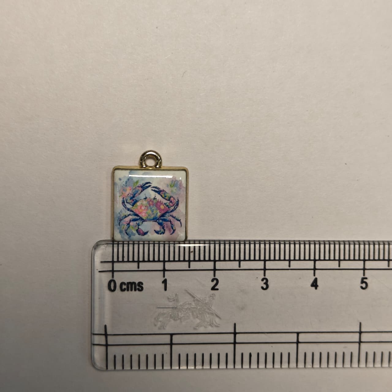 APC01P Square Crab Alloy Printed Charm ( 1 PC )