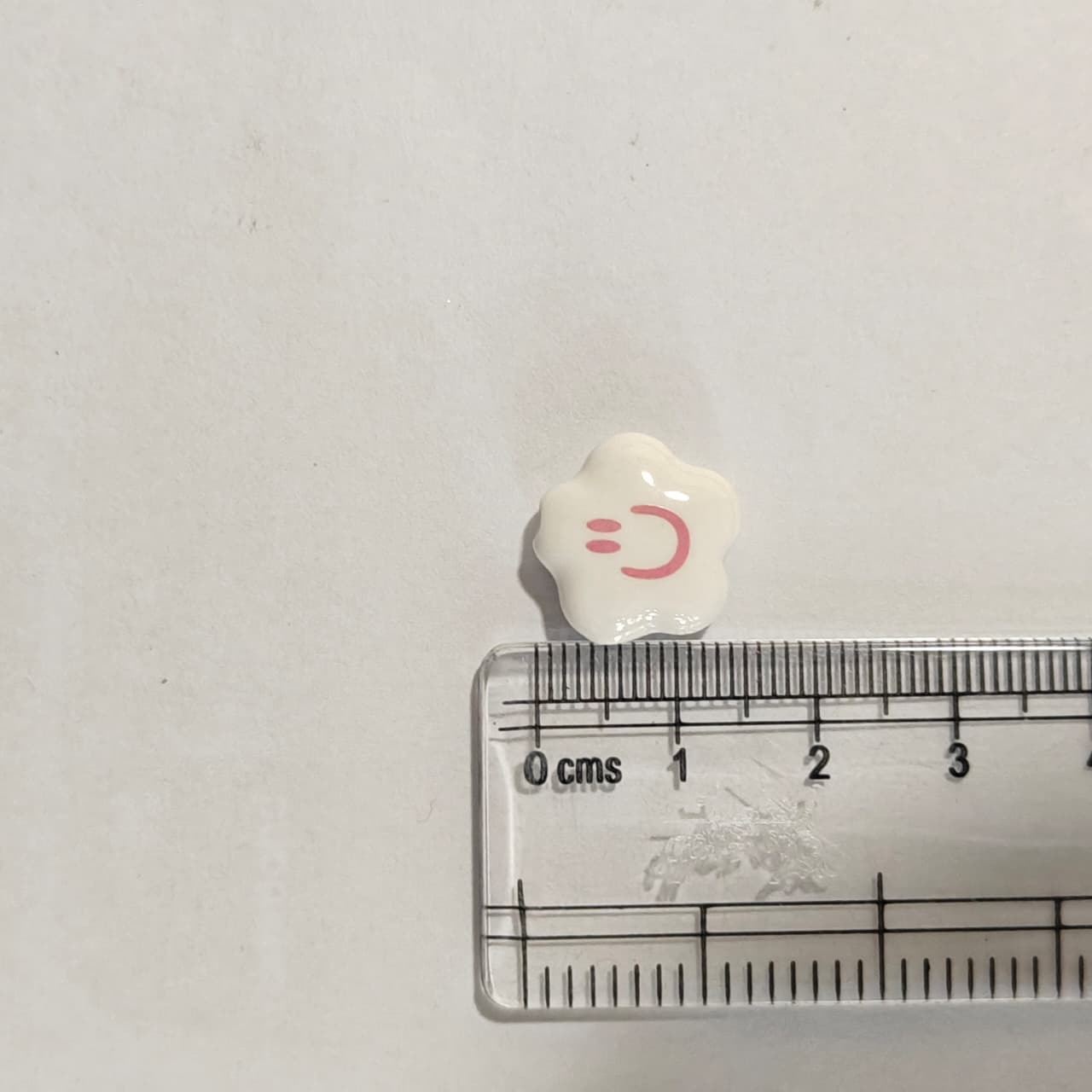 PCB02N White Smiley Ceramic Bead ( 1 pc ) Porcelian Ceramic