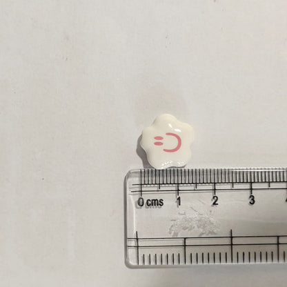PCB02N White Smiley Ceramic Bead ( 1 pc ) Porcelian Ceramic