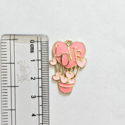 EC01H Love Hot Air Balloon Enamel Charm ( 1 pc ) High Quality Shine