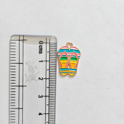 EC01K Beach Flip Flops Enamel Charm ( 1 pc ) High Quality Shine