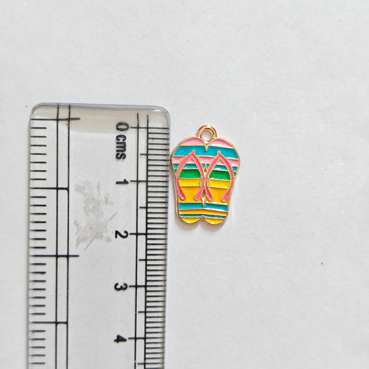 EC01K Beach Flip Flops Enamel Charm ( 1 pc ) High Quality Shine