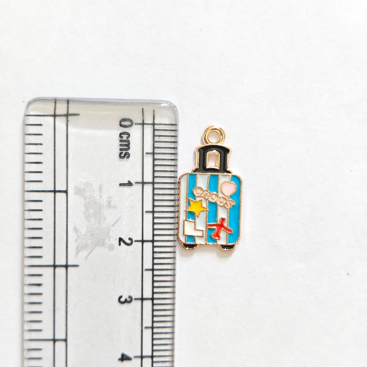EC02B Travel Suitcase Enamel Charm ( 1 pc ) High Quality Shine
