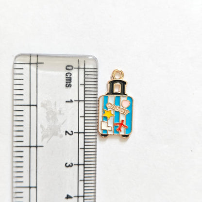 EC02B Travel Suitcase Enamel Charm ( 1 pc ) High Quality Shine