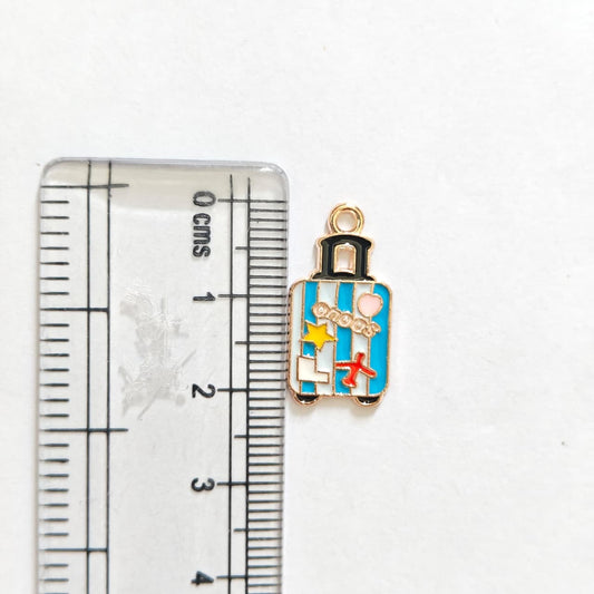 EC02B Travel Suitcase Enamel Charm ( 1 pc ) High Quality Shine