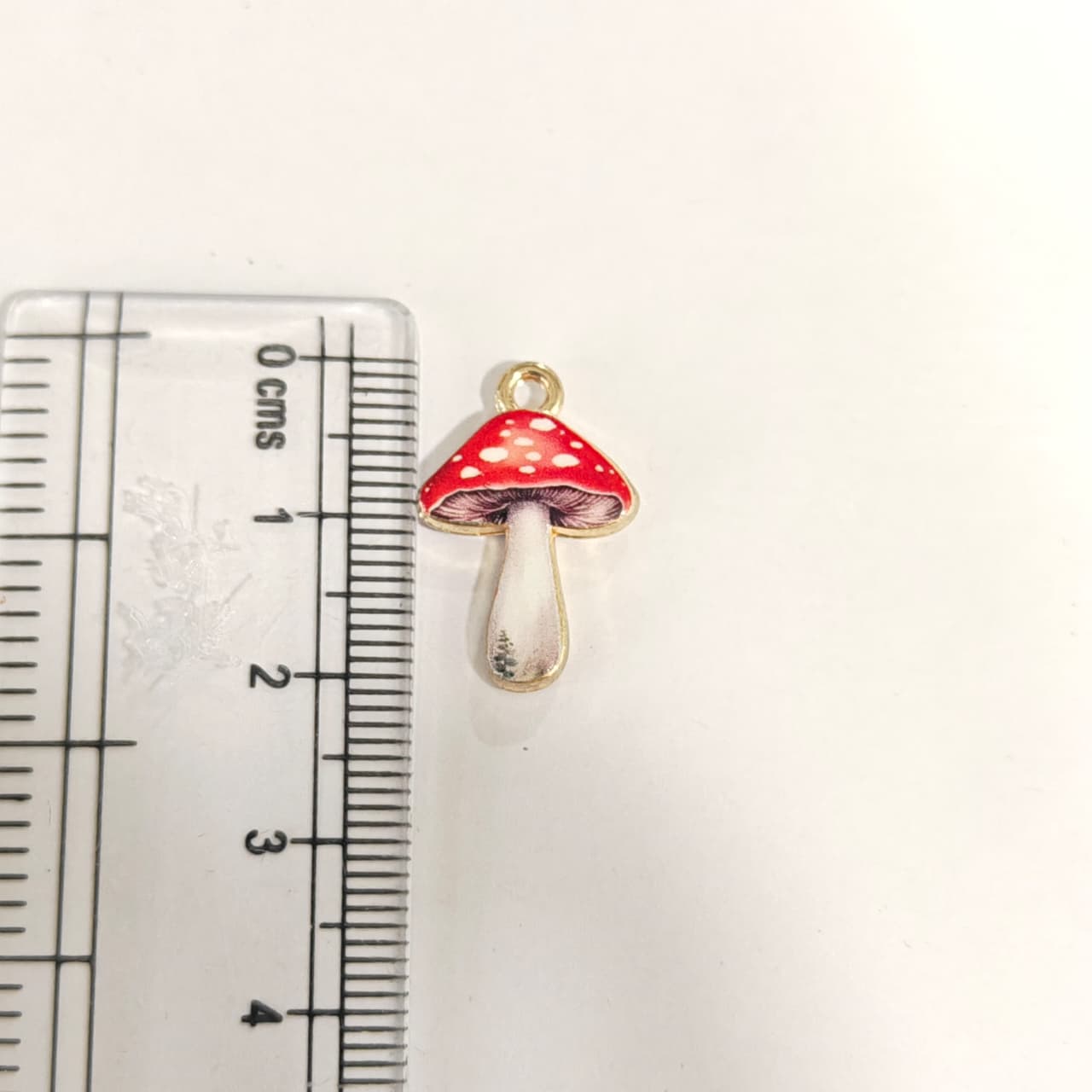 APC01V Red Mushroom Alloy Printed Charm ( 1 PC )