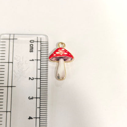 APC01V Red Mushroom Alloy Printed Charm ( 1 PC )