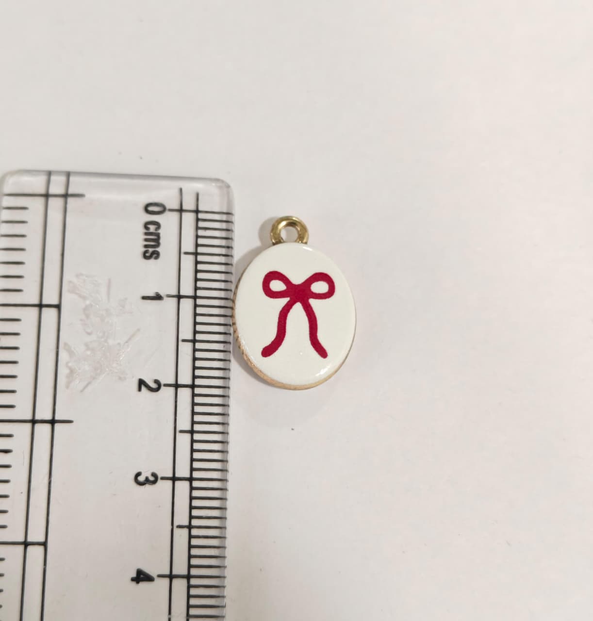 APC02D Red Bow Alloy Printed Charm ( 1 PC )