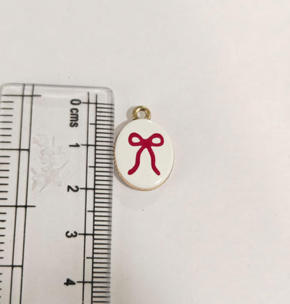 APC02D Red Bow Alloy Printed Charm ( 1 PC )