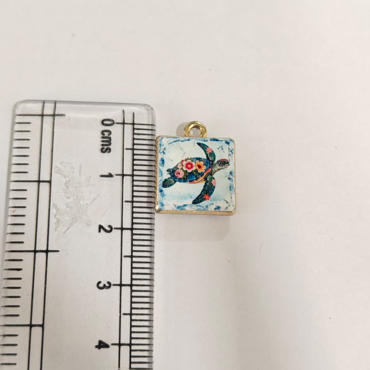 APC01U Square Sea Turtle Alloy Printed Charm ( 1 PC )