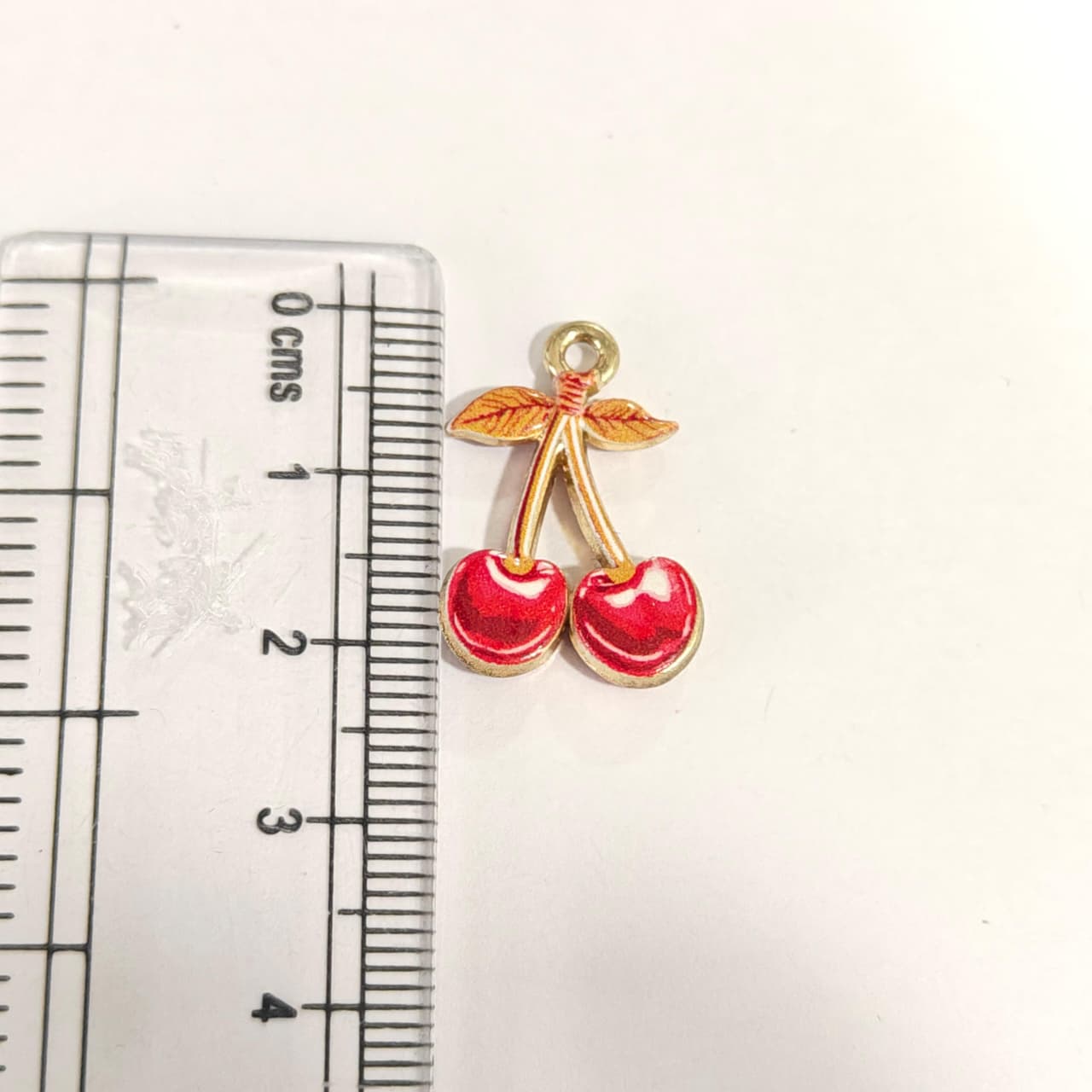 APC02C Oil Painted Cherry Alloy Printed Charm ( 1 PC )