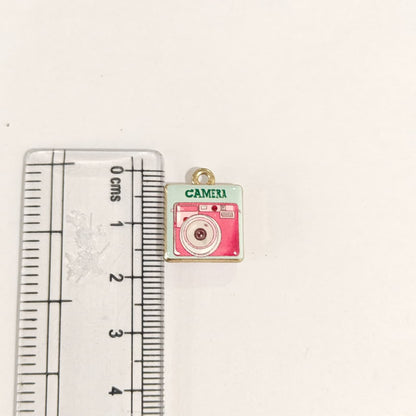 APC02J Square Pink Camera Alloy Printed Charm ( 1 PC )
