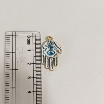 APC02A Floral Print Evil Eye Alloy Printed Charm ( 1 PC )
