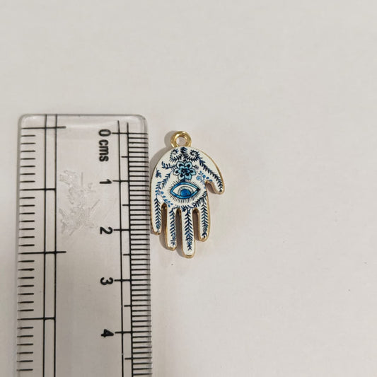 APC02A Floral Print Evil Eye Alloy Printed Charm ( 1 PC )