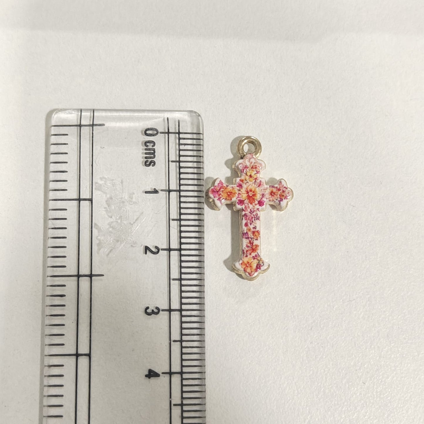 APC02E Floral Print Cross Alloy Printed Charm ( 1 PC )
