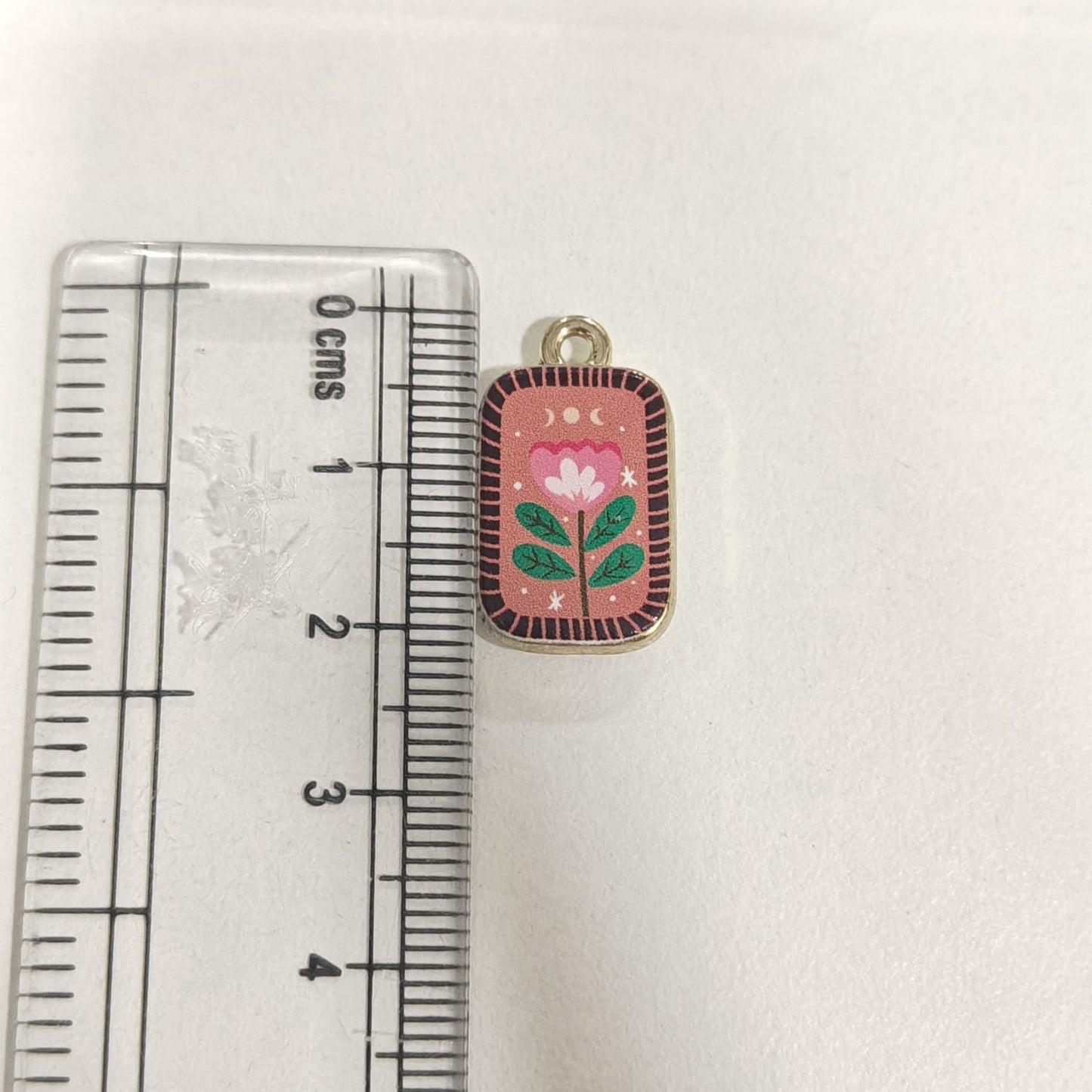 APC02F Tulip Flower Alloy Printed Charm ( 1 PC )