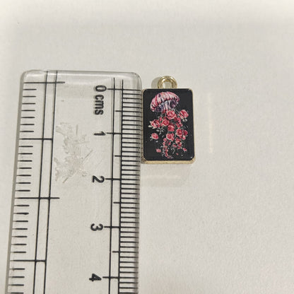 APC02H Floral Print Jelly Fish Alloy Printed Charm ( 1 PC )