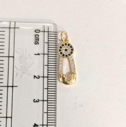 GPC18T Evil Eye Pin Zircon Charm ( 1 PC ) Premium Plated