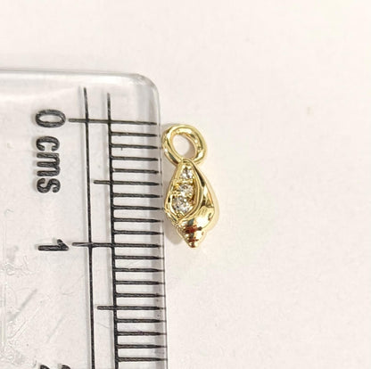 GPC18G Tiny Shell Zircon Charm ( 1 PC ) Premium Plated