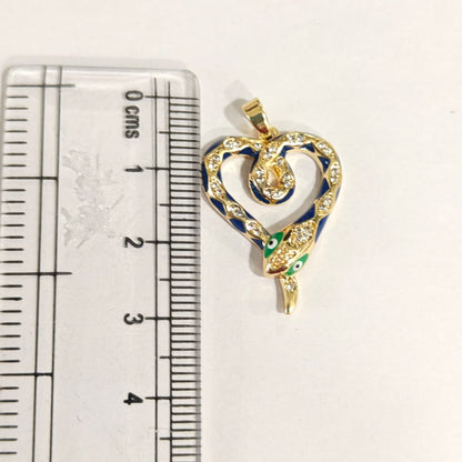GPC18J Heart Snake Zircon Pendant Charm ( 1 PC ) Premium Plated