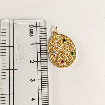 GPC18L Celestial Moon & Star Zircon Charm ( 1 PC ) Premium Plated