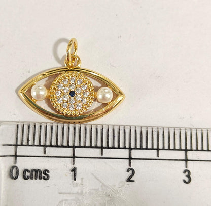 GPC18Y Pearl Eyes Zircon Charm ( 1 PC ) Premium Plated