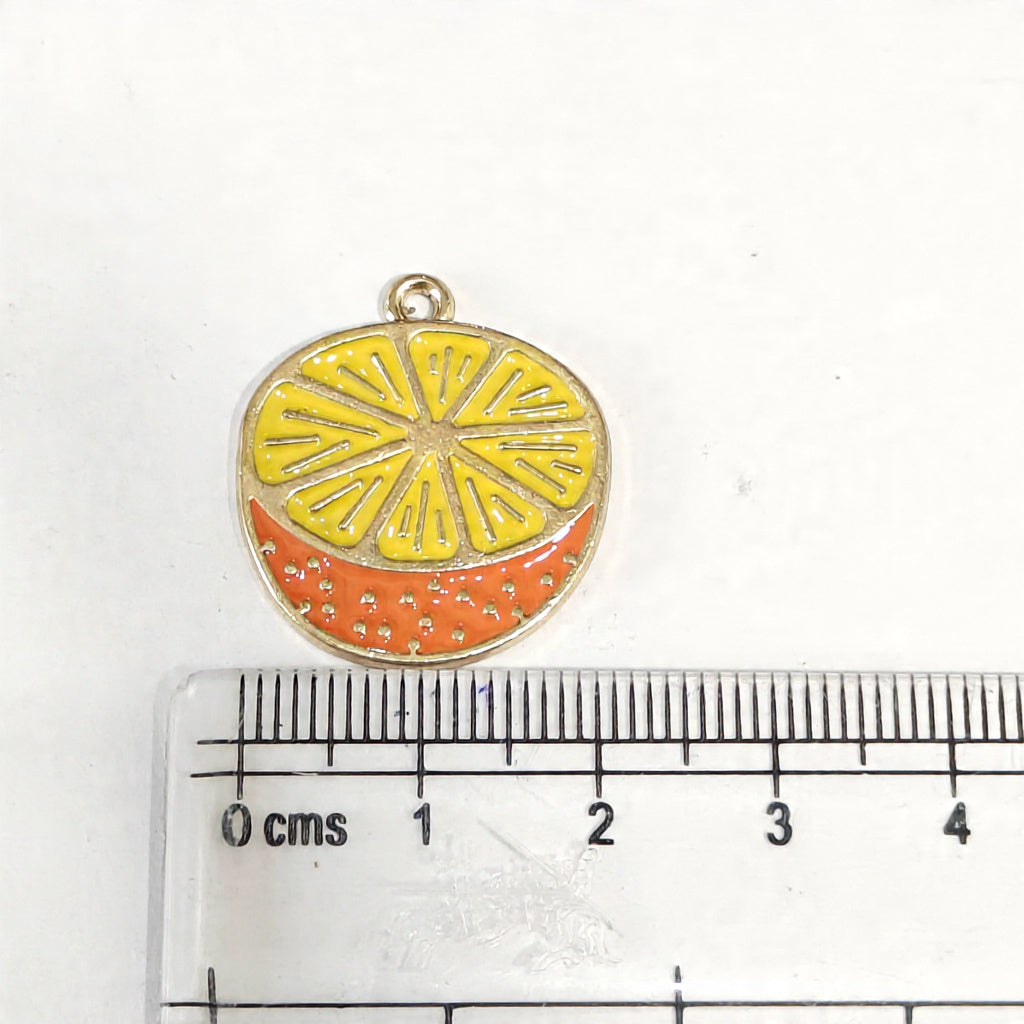 EC02R Orange Enamel Charm ( 1 pc ) High Quality Shine