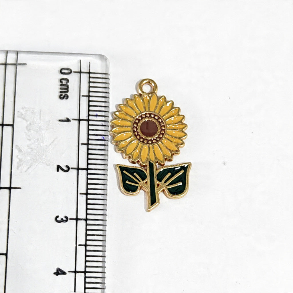 EC02V Sunflower Enamel Charm ( 1 pc ) High Quality Shine