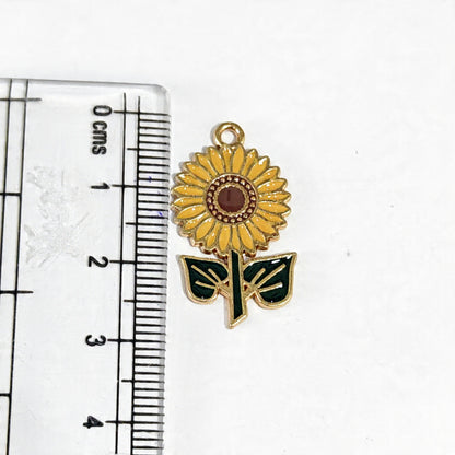 EC02V Sunflower Enamel Charm ( 1 pc ) High Quality Shine