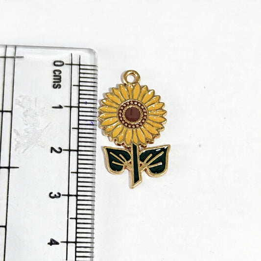 EC02V Sunflower Enamel Charm ( 1 pc ) High Quality Shine